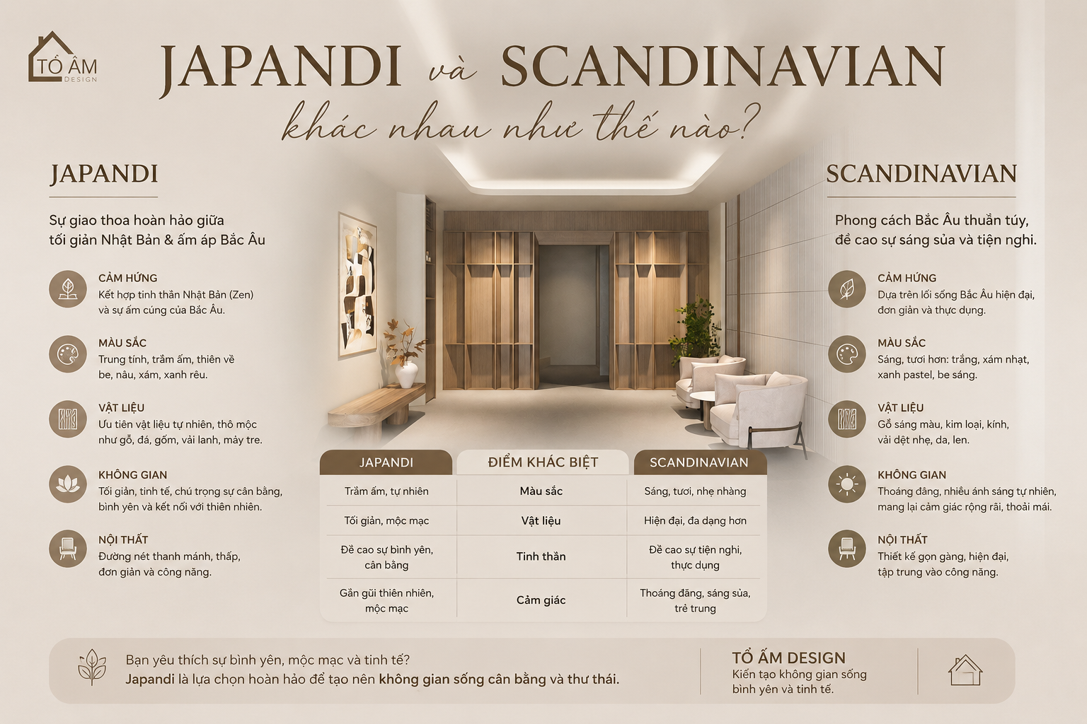 Japandi và Scandinavian khác nhau như thế nào? So sánh chi tiết