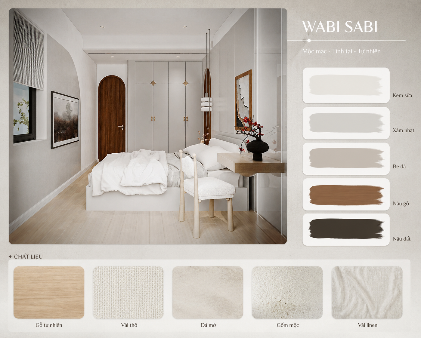 Màu sắc trong nội thất Wabi Sabi: Cách phối màu đẹp, tự nhiên