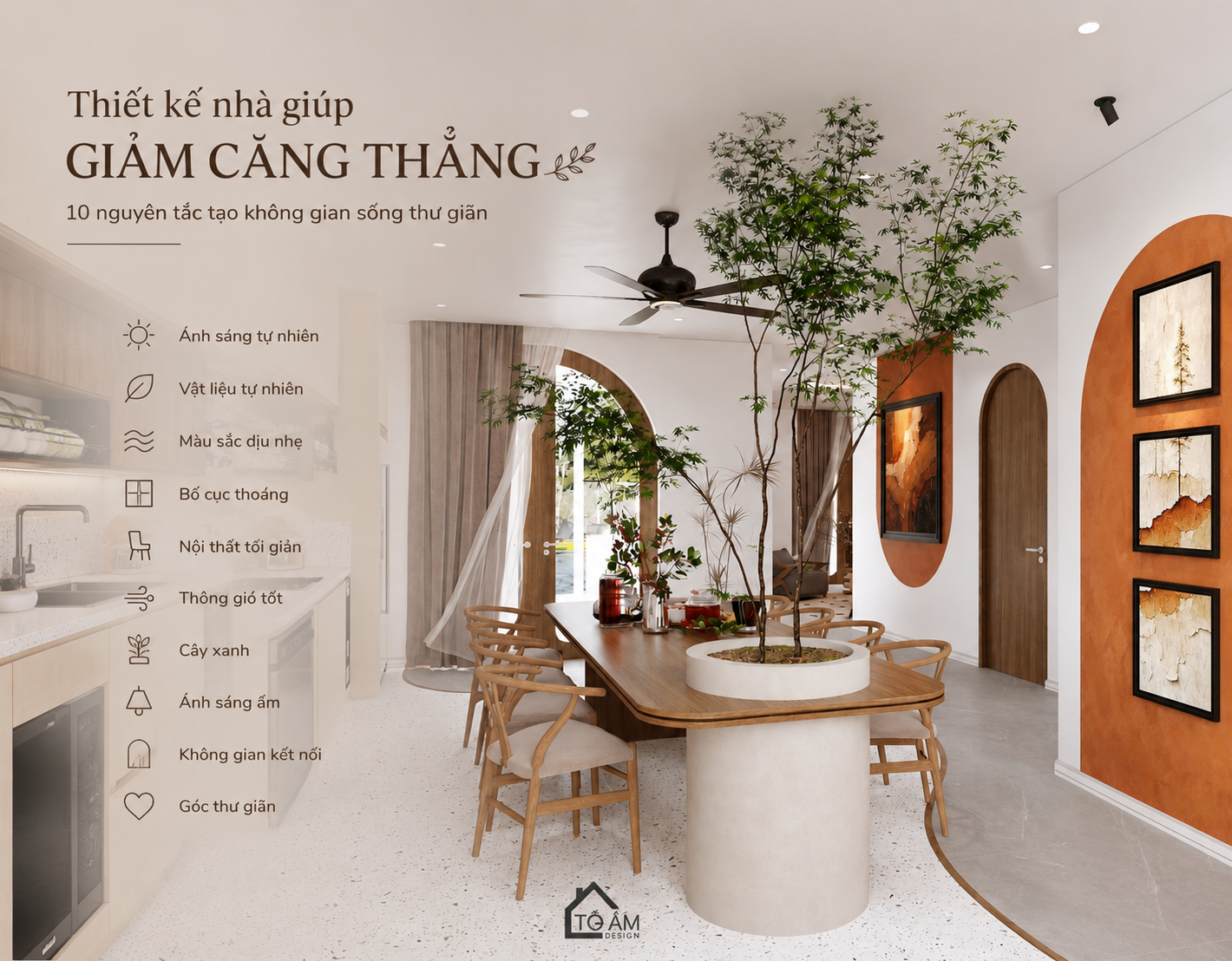 Thiết kế nhà giúp giảm căng thẳng: 10 nguyên tắc tạo không gian sống thư giãn