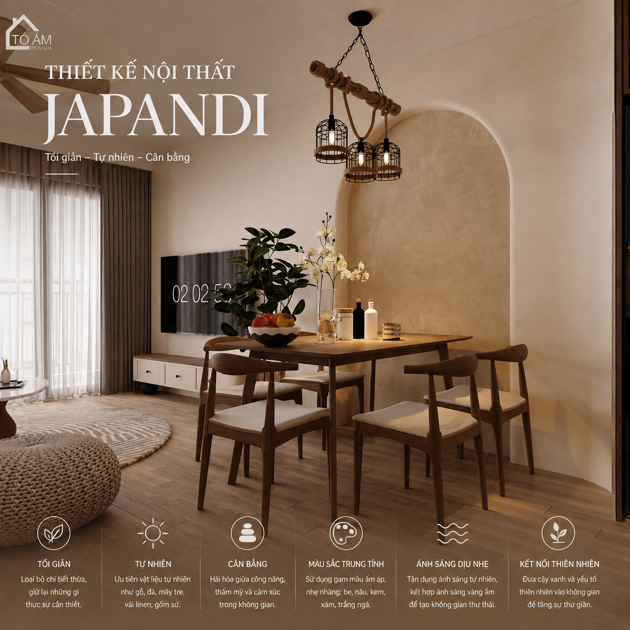 Thiết kế nội thất Japandi: Đặc điểm, nguyên tắc và cách ứng dụng