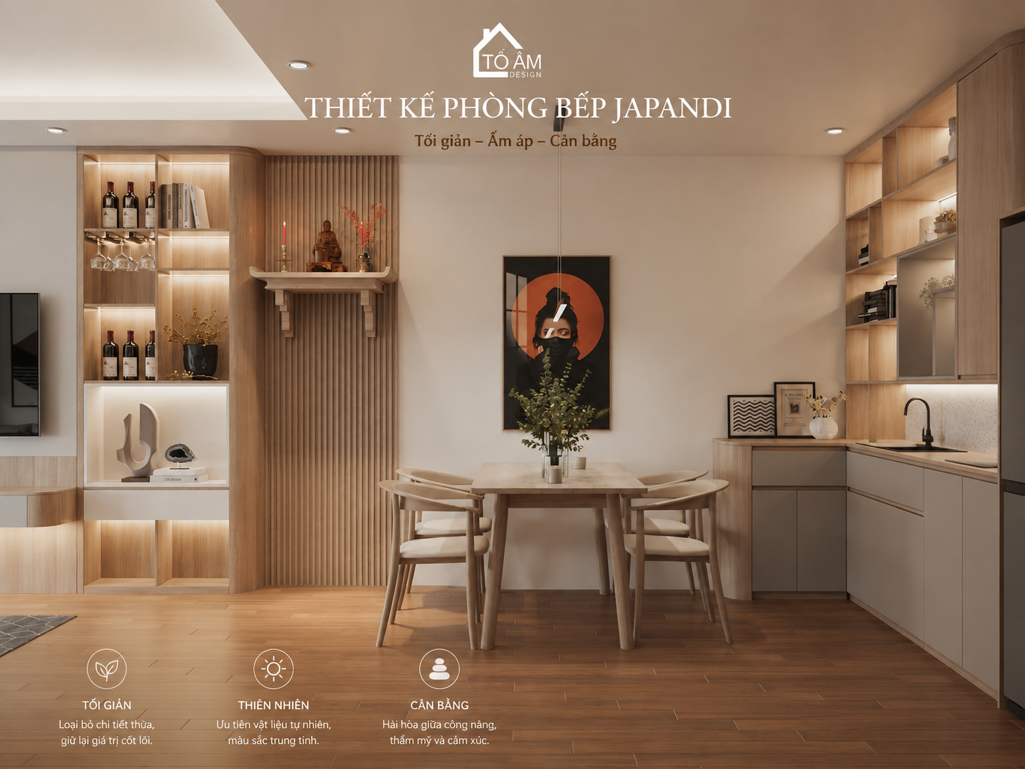 Thiết kế phòng bếp Japandi: Tối giản, tiện nghi và ấm áp