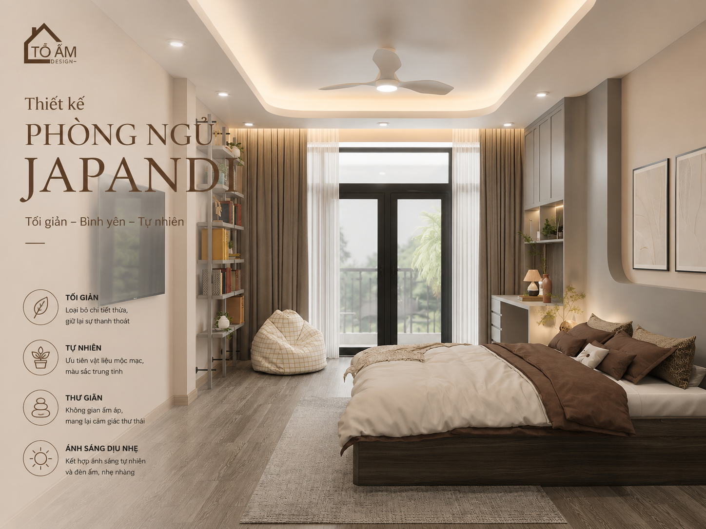 Thiết kế phòng ngủ Japandi: Tối giản, ấm áp và thư giãn